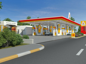 gas station scene day and night 3D Model