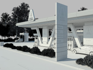 gas station scene day and night 3D Model