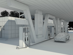 gas station scene day and night 3D Model