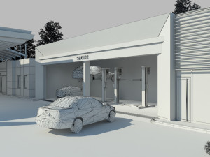 gas station scene day and night 3D Model