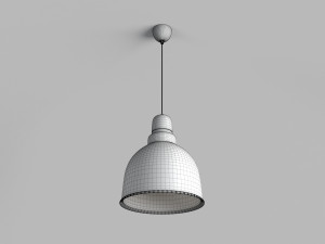 anthracite industrial pendant lamp with wooden detail 3D-Modell