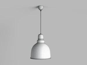 anthracite industrial pendant lamp with wooden detail 3D Model