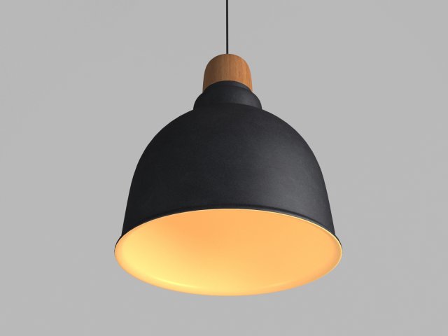 anthracite industrial pendant lamp with wooden detail 3D-Modell .c4d .max .obj .3ds .fbx .stl .blend 
