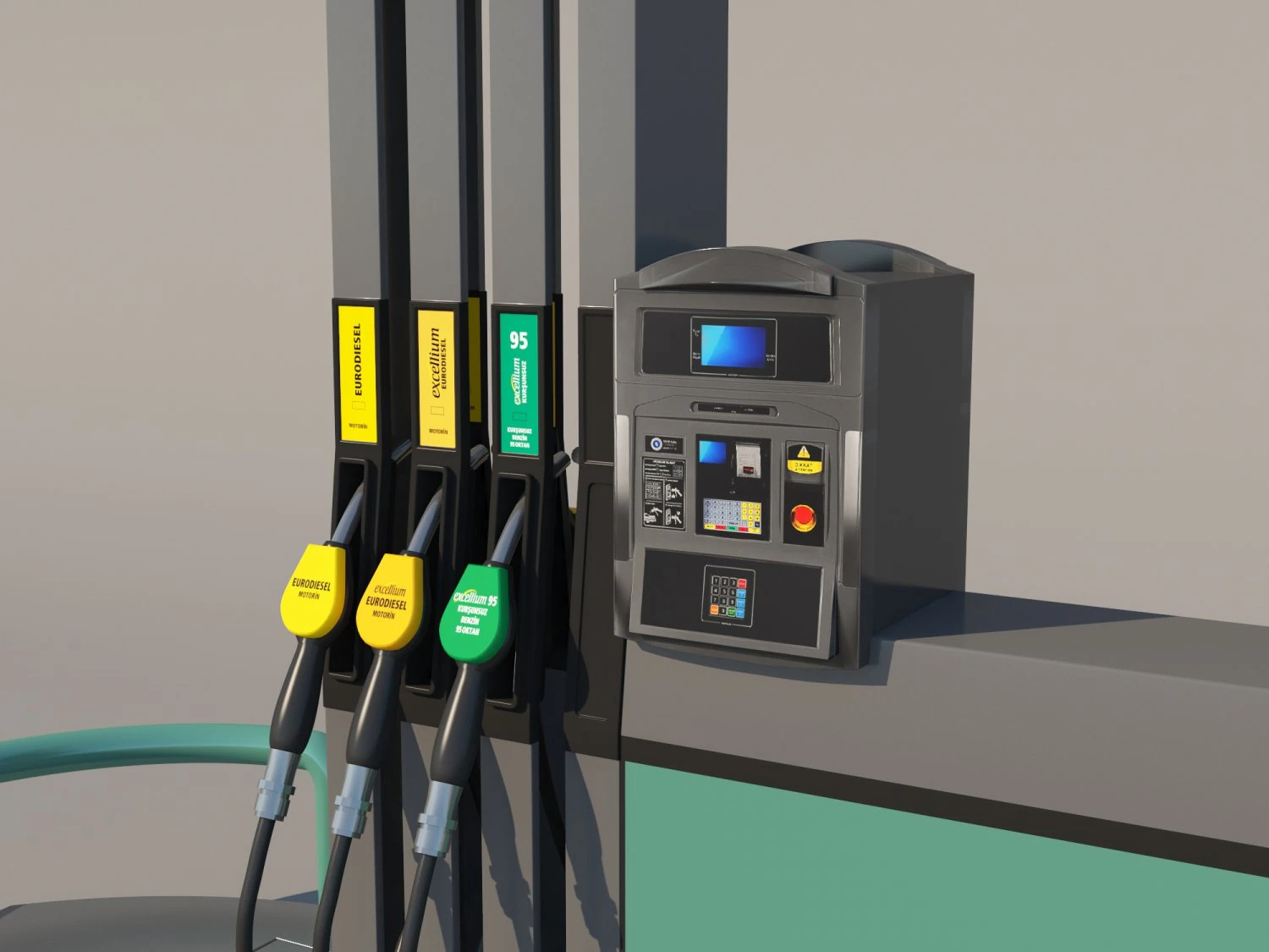 fuel dispenser 3D Model .c4d .max .obj .3ds .fbx .stl .blend 
