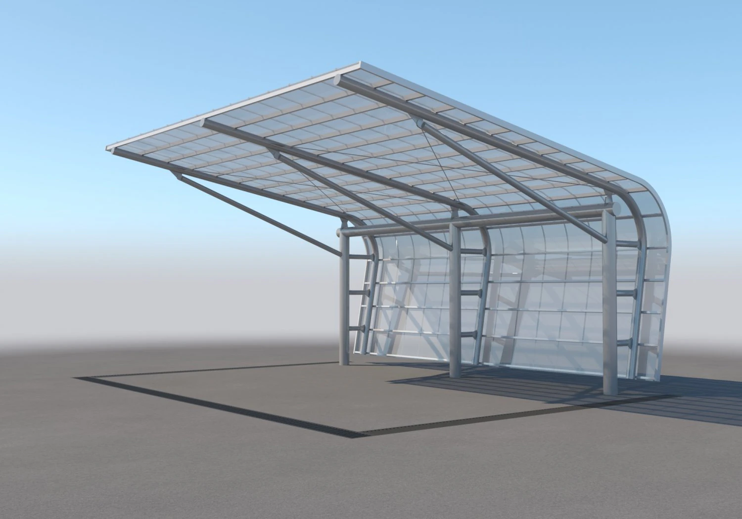 carport design with steel construction 2 3D Model .c4d .max .obj .3ds .fbx .stl .blend 