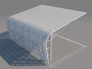 carport design with steel construction 2 3D Model