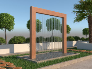 rain shower fountain in site garden design with plants 3Dモデル