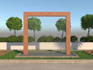 rain shower fountain in site garden design with plants 3Dモデル