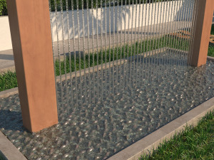 rain shower fountain in site garden design with plants 3Dモデル