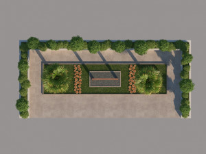 rain shower fountain in site garden design with plants 3Dモデル