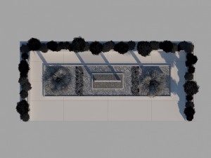 rain shower fountain in site garden design with plants 3Dモデル
