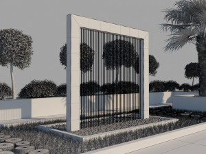 rain shower fountain in site garden design with plants 3Dモデル
