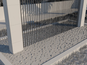 rain shower fountain in site garden design with plants 3Dモデル