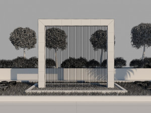 rain shower fountain in site garden design with plants 3Dモデル