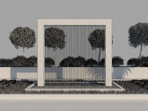 rain shower fountain in site garden design with plants 3D Model