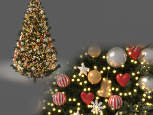 Albero Di Natale Con Ornamenti Modello 3D