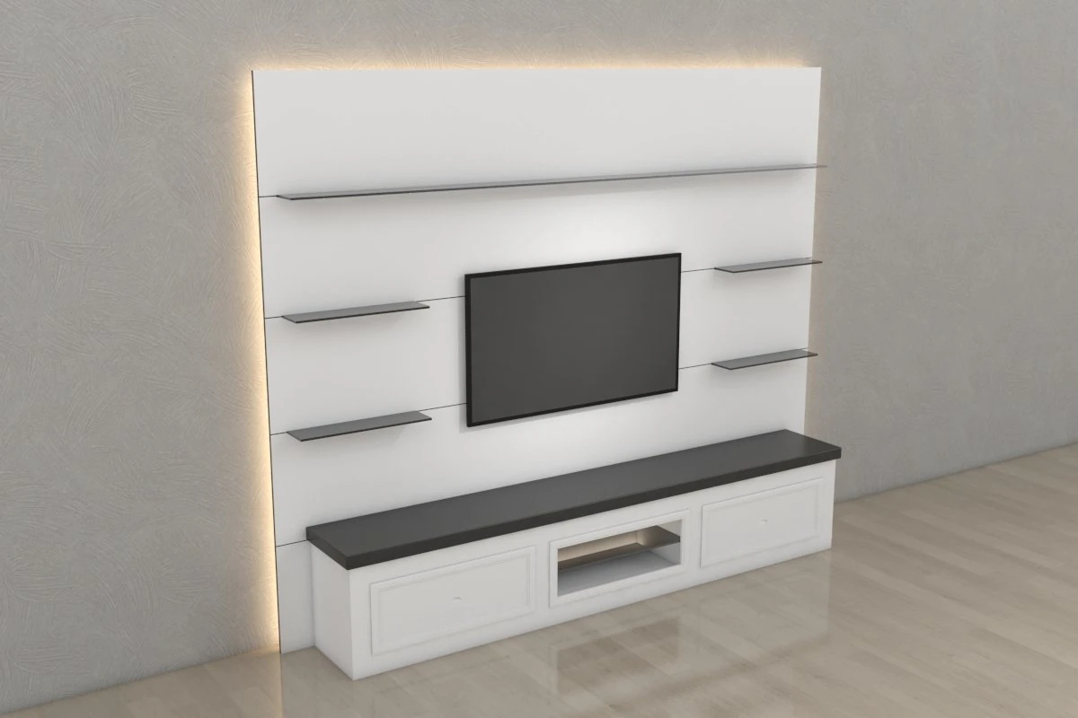 Tv Unit With Black Glasses 3D Model .c4d .max .obj .3ds .fbx .stl .blend