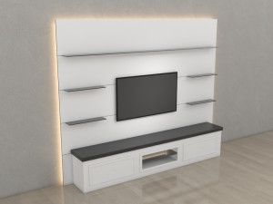 Tv Unit With Black Glasses 3D 모델