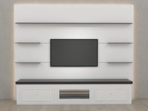 Tv Unit With Black Glasses 3D Model