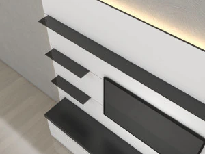 Tv Unit With Black Glasses 3D Model