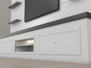Tv Unit With Black Glasses 3D Model