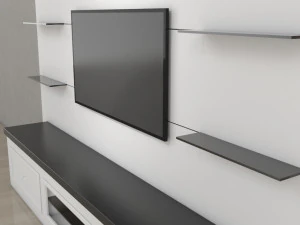Tv Unit With Black Glasses 3D Model