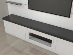 Tv Unit With Black Glasses 3D Model