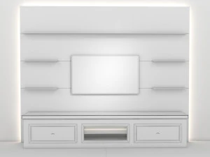 Tv Unit With Black Glasses 3D Model