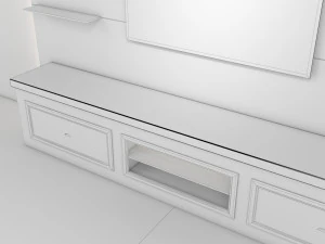 Tv Unit With Black Glasses 3D Model