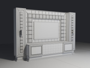 TV Unit With Fireplace 3D Model