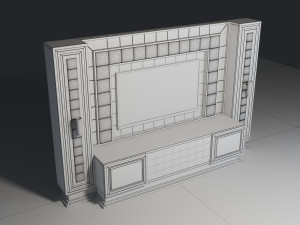 TV Unit With Fireplace 3D Model