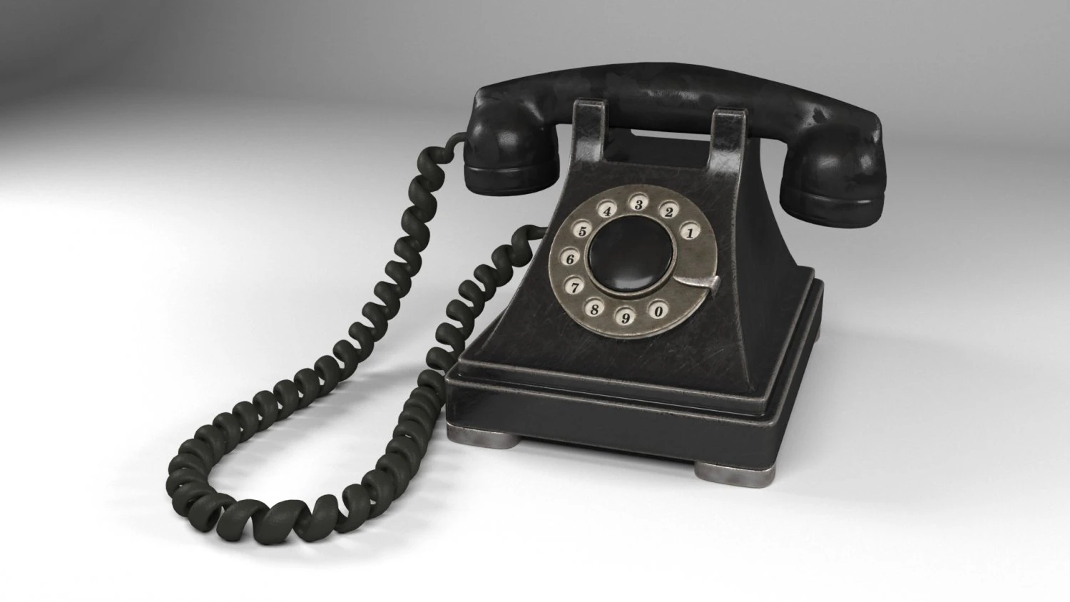 rotary old phone with materials 3D Model .c4d .max .obj .3ds .fbx .stl .blend