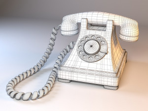 rotary old phone with materials 3D Model