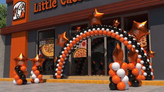 little caesars restaurant with balloons arch 3D Model .c4d .max .obj .3ds .fbx .stl .blend 