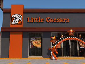 little caesars restaurant with balloons arch 3D Model