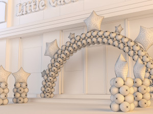 little caesars restaurant with balloons arch 3D Model