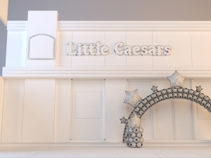little caesars restaurant with balloons arch 3D Model