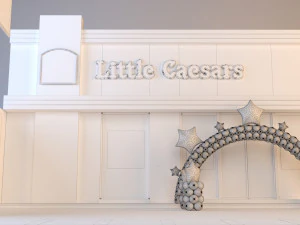 little caesars restaurant with balloons arch 3D Model