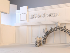 little caesars restaurant with balloons arch 3D Model