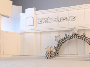 little caesars restaurant with balloons arch 3D Model