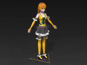 anime girl low poly character rigged with clothes low-poly 3D 모델