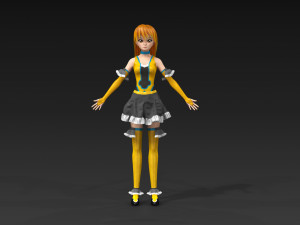 anime girl low poly character rigged with clothes low-poly 3D 모델