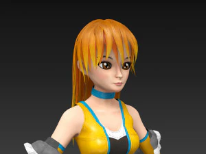 anime girl low poly character rigged with clothes low-poly 3D Model