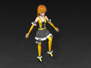 anime girl low poly character rigged with clothes low-poly 3D 모델