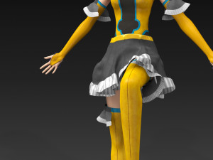 anime girl low poly character rigged with clothes low-poly 3D 모델