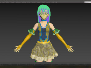 anime girl low poly character rigged with clothes low-poly 3D 모델