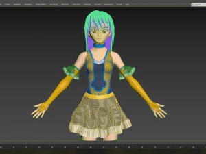 anime girl low poly character rigged with clothes low-poly 3D Model