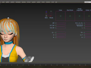 anime girl low poly character rigged with clothes low-poly 3D Model
