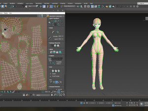 anime girl low poly character rigged with clothes low-poly 3D 모델