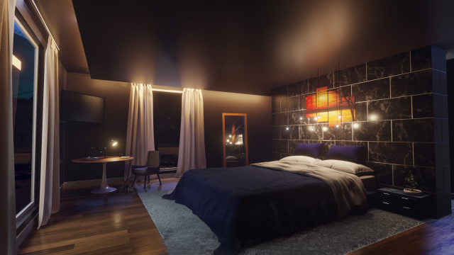 bedroom Model 3D .c4d .max .obj .3ds .fbx .stl .blend 